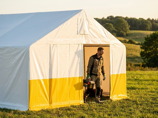 PVC Storage Tent Endwall 5m White Yellow - product detail