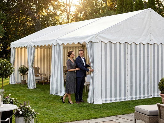 Marquee roof cover in white and grey for 6x12 m size - product detail