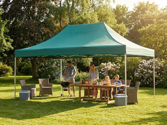 Green pop-up gazebo with steel frame for outdoor events - product detail