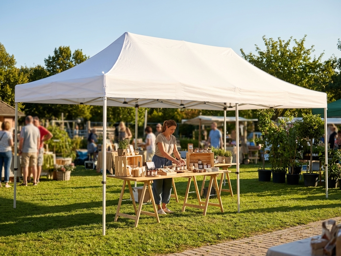 White gazebo roof cover, flame retardant, for outdoor events