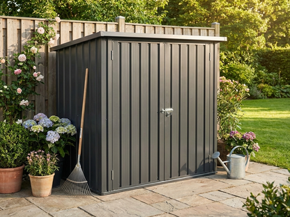 Anthracite metal garden shed for outdoor storage