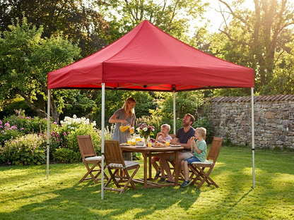 Red pop-up gazebo 3x3m with steel frame for outdoor events - product detail