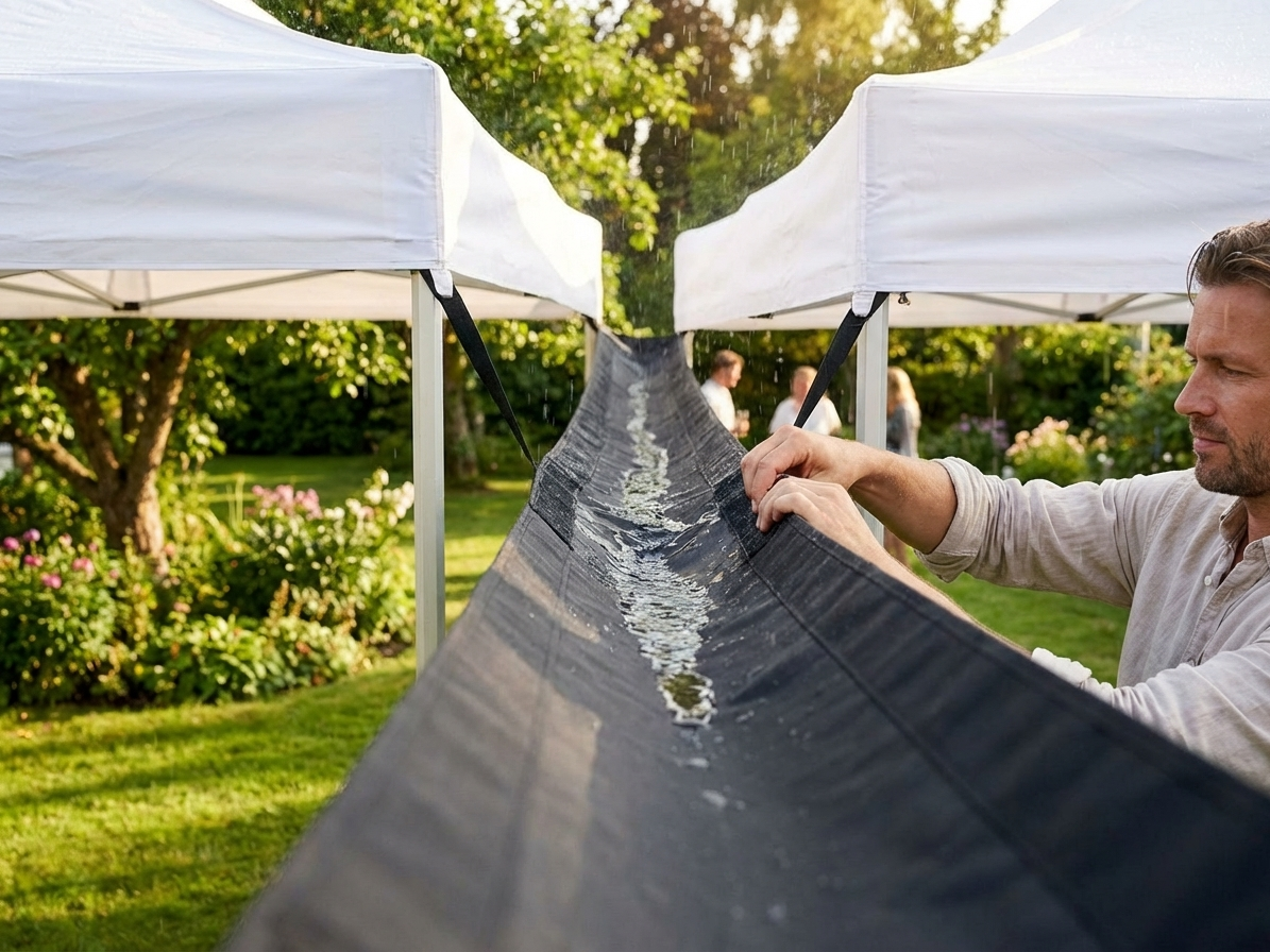 Black raingutter for FleXtents, 8 metres long, waterproof - product detail