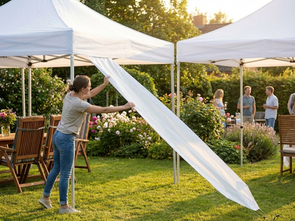 White 6m Raingutter for FleXtents, waterproof polyester with PVC