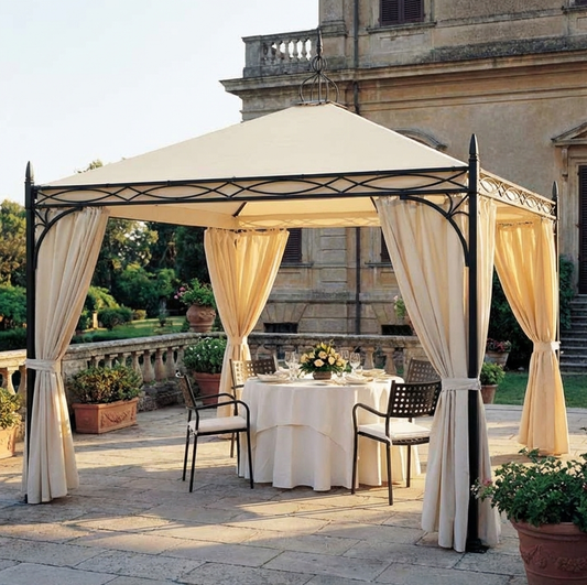 Champagne coloured 4x4 m gazebo with PVC and steel construction - product detail