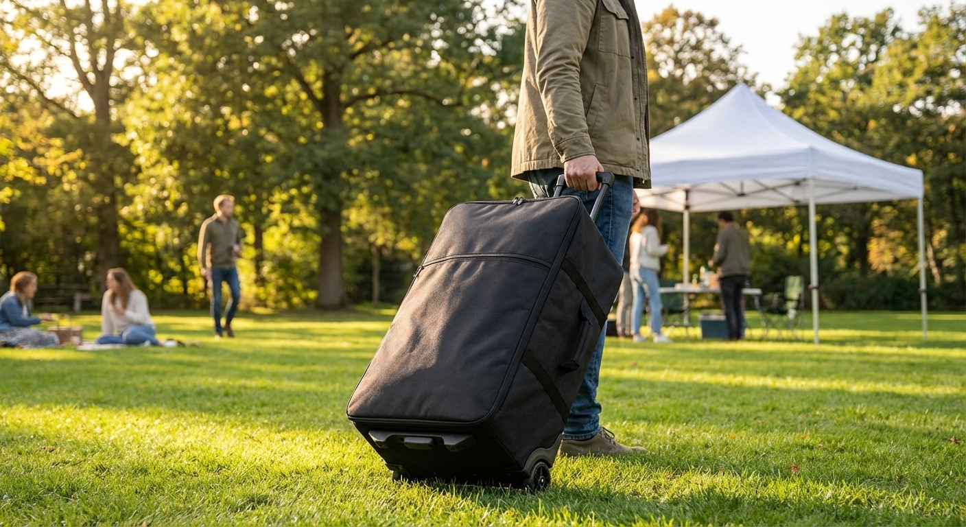 Wheeled carry bag in black for transporting event equipment - view 3