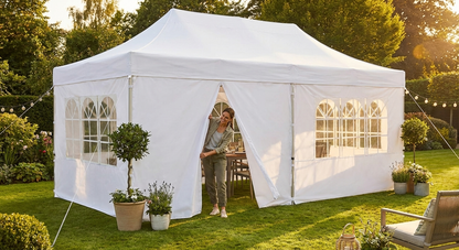 White 4x8m gazebo sidewall kit for outdoor events