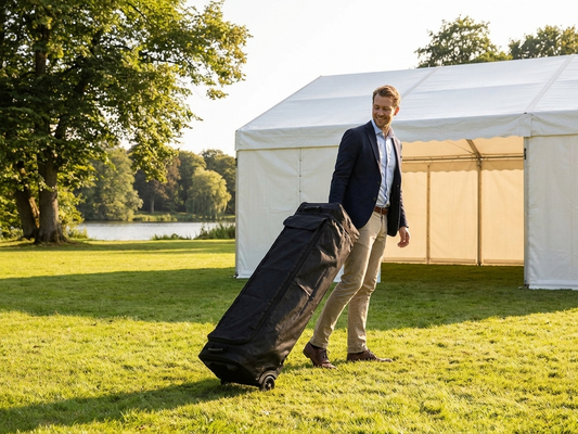 Black carry bag with wheels for Flextents Xtreme 50