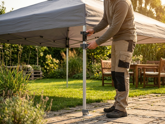 Adjustable aluminium leg in silver, 2.25/2.55 m