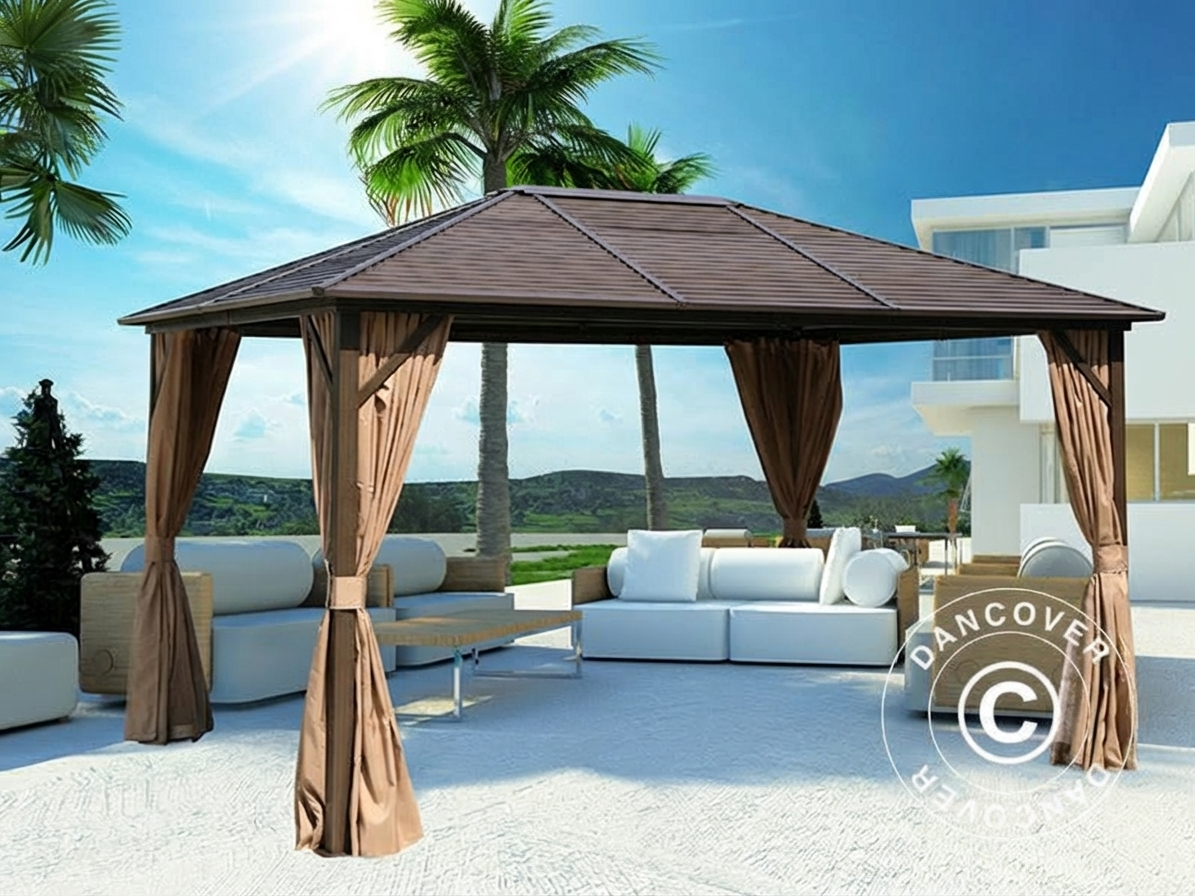Brown gazebo 3x4 m with aluminium and steel construction