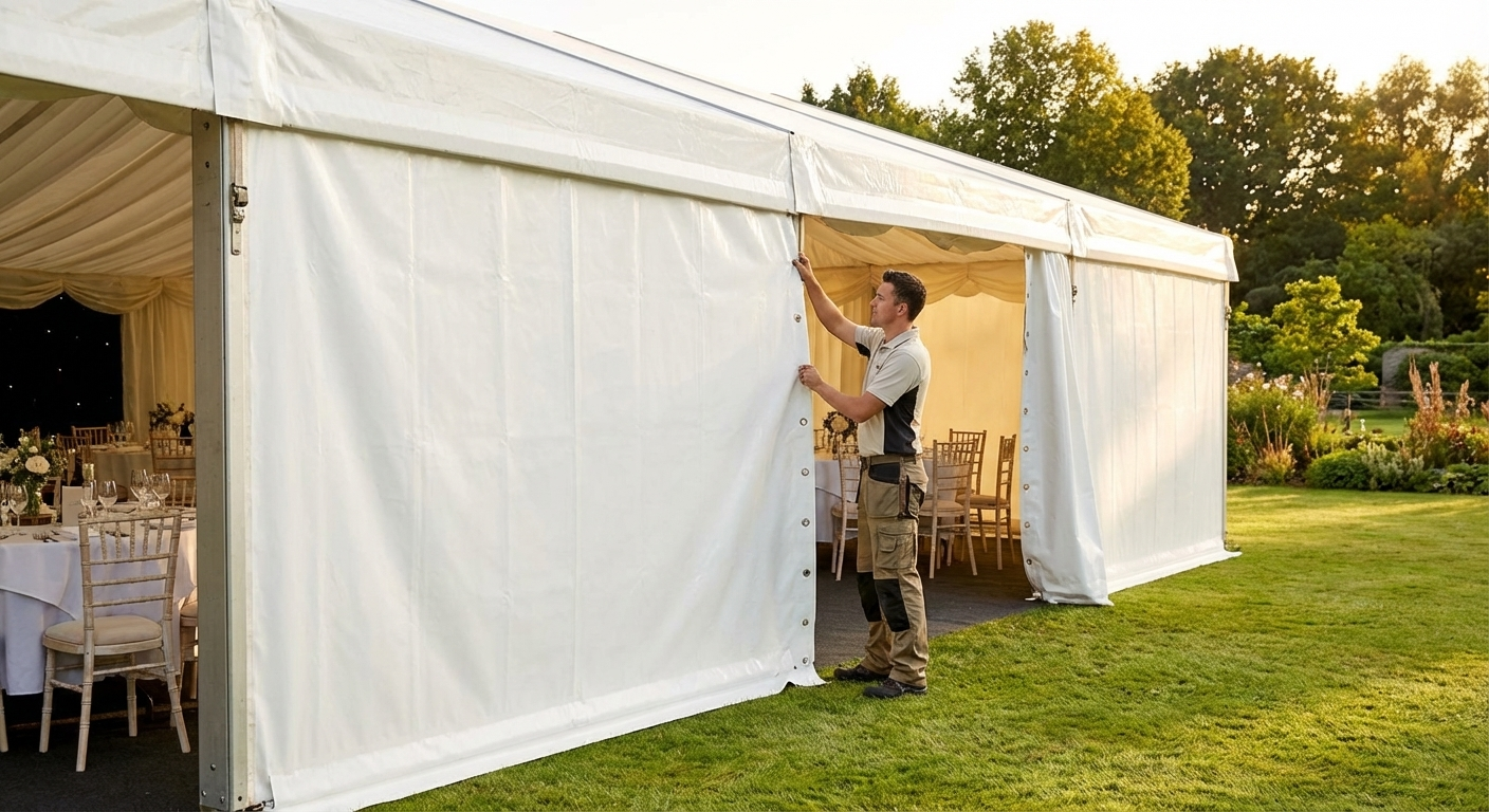 White marquee sidewalls for outdoor events - view 3