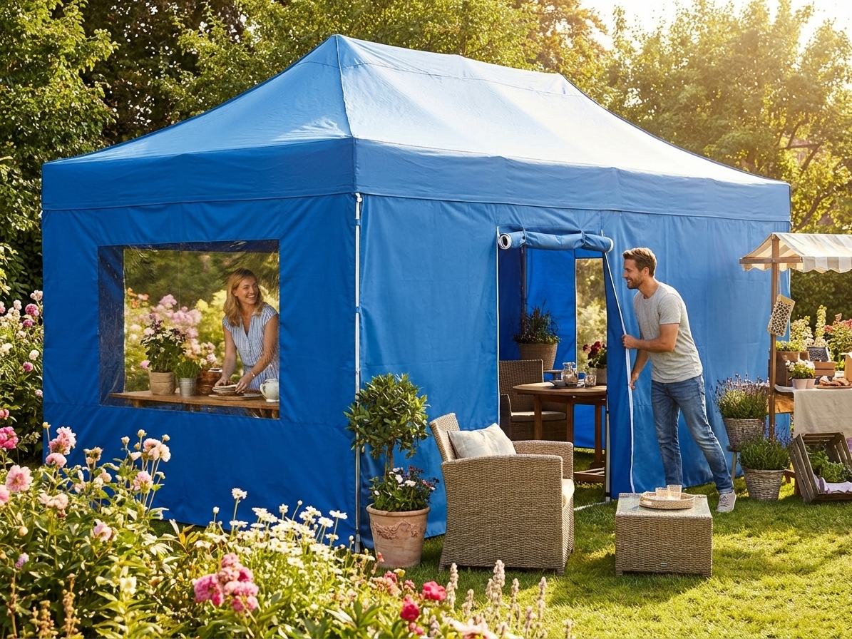 Gazebo sidewall kit 3x4.5m in blue for outdoor events - view 3
