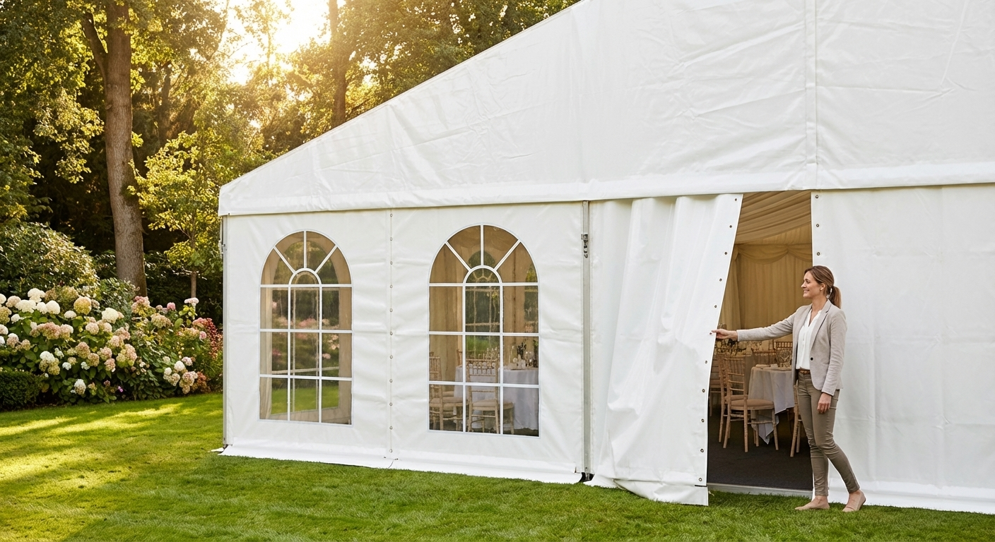 White PVC endwall with window and door for commercial use