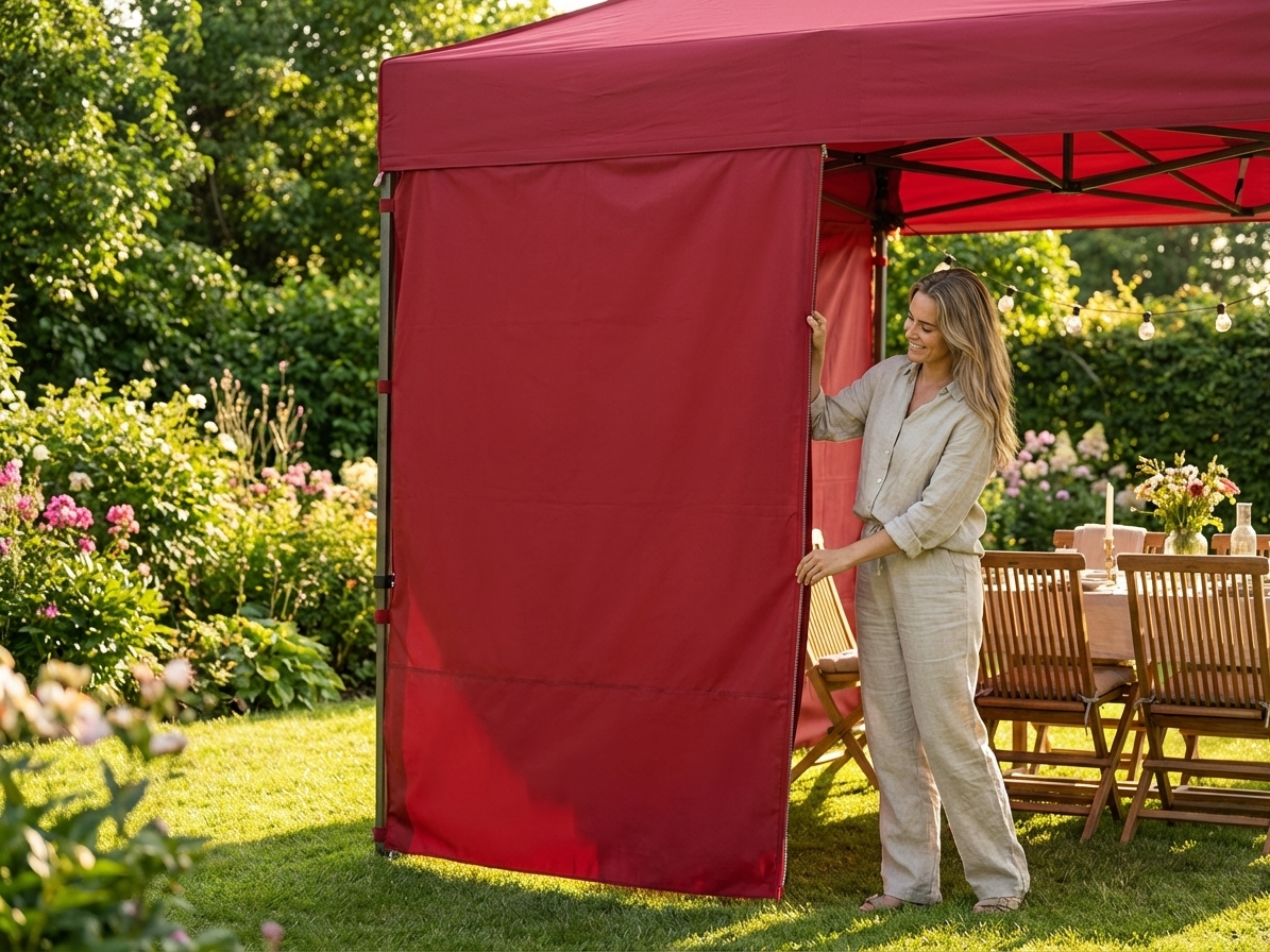 Red sidewall with zipper for event tents, 3m wide - view 3
