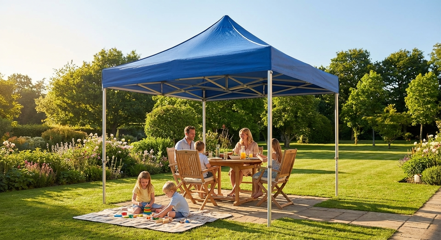 Pop up gazebo 4x4m blue with aluminium frame for outdoor use - product detail