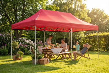 Red pop-up gazebo with aluminium frame for outdoor events - product detail