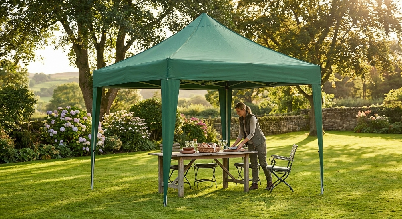 Pop up gazebo steel frame green outdoor events - product detail