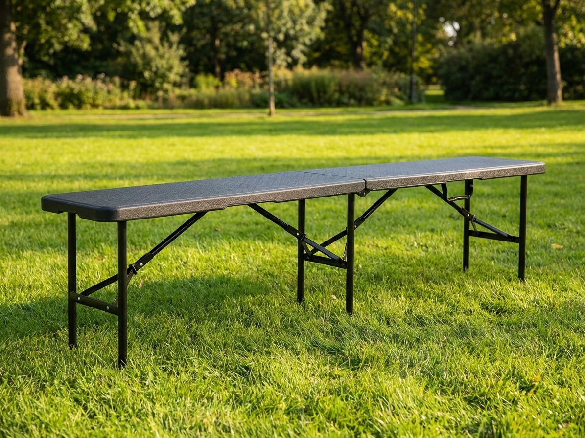 Folding bench in black HDPE and steel for versatile use - product detail