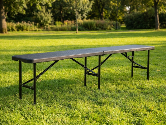 Folding bench in black HDPE and steel for versatile use - product detail