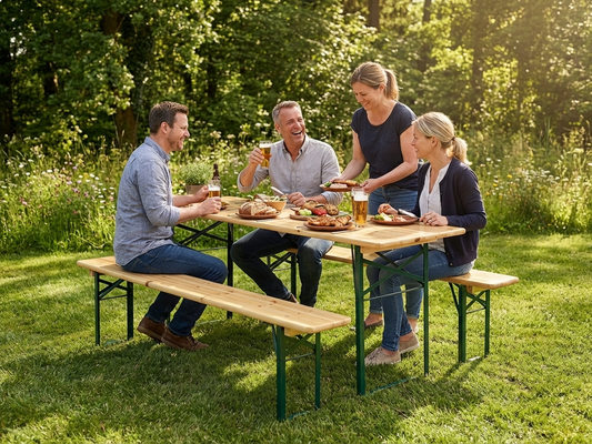 Beer Table Set made of Pinewood and Steel for indoor and outdoor use - product detail