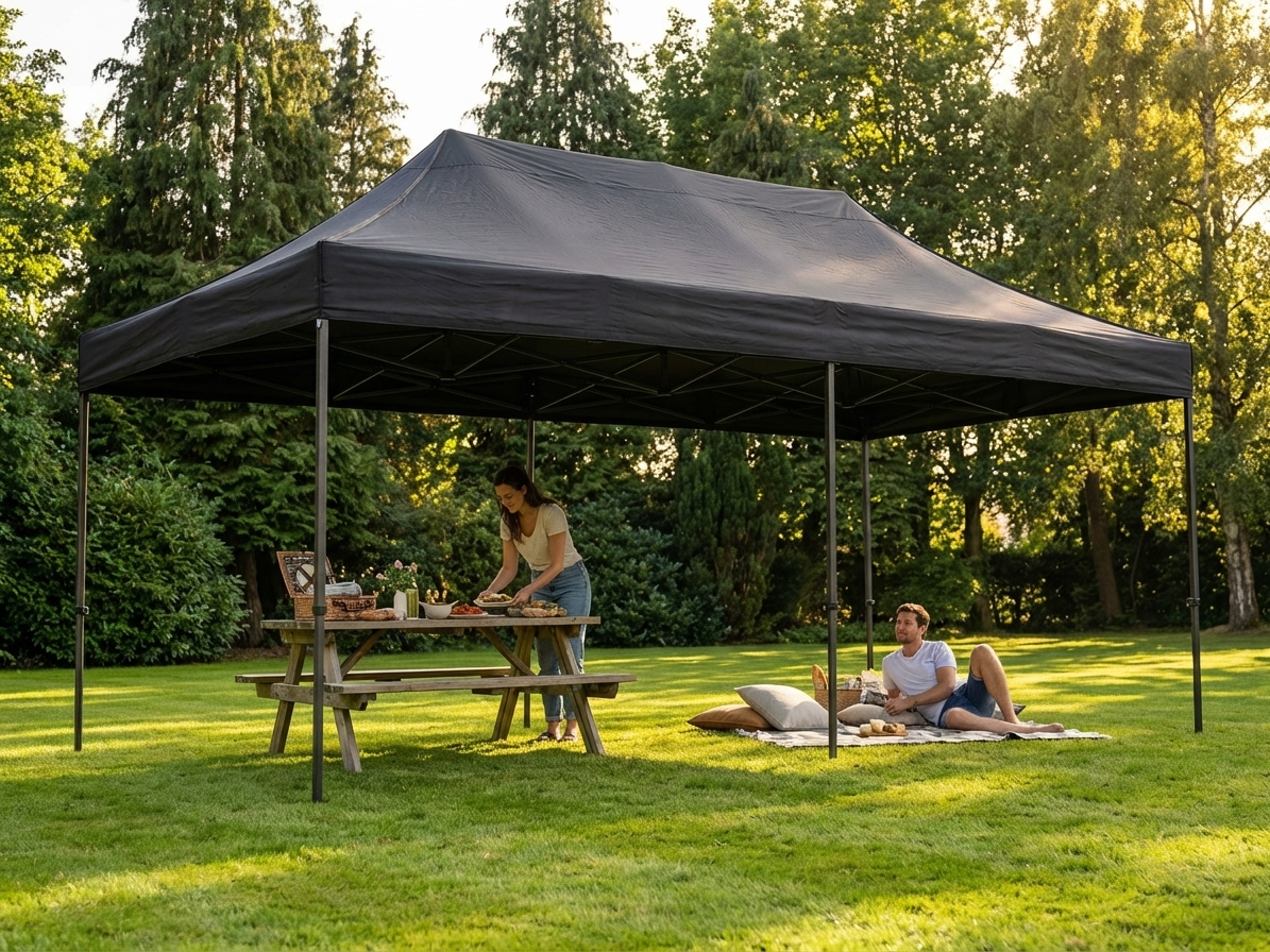 Pop Up Gazebo 3x6 m Black Flame Retardant - view 3