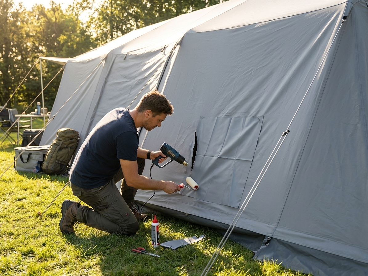 Grey PVC repair sheet for storage tent, 1x1 m, 500 g/m² - view 3