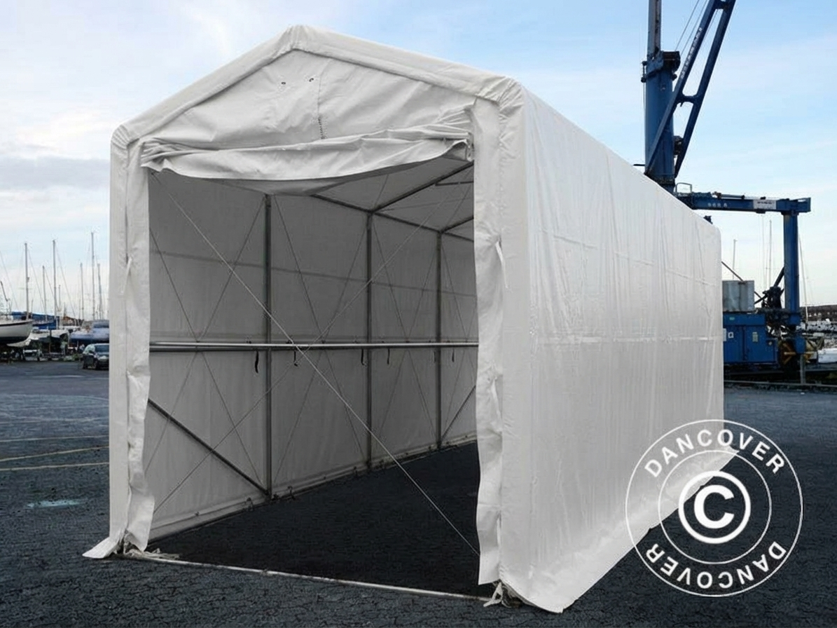 White PVC storage shelter for industrial use