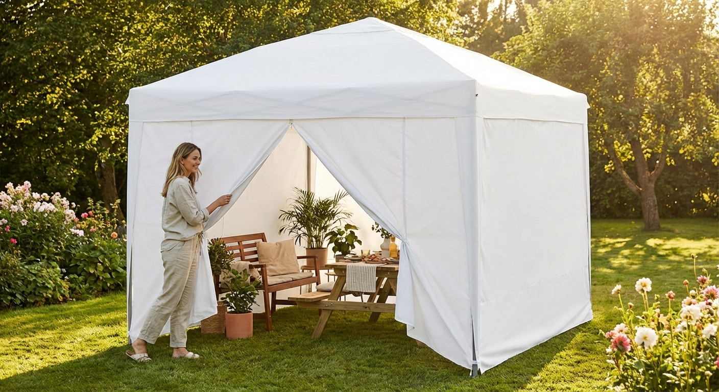 White pop-up gazebo sidewall kit for outdoor events