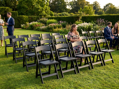 Black padded folding chairs suitable for commercial use - view 3