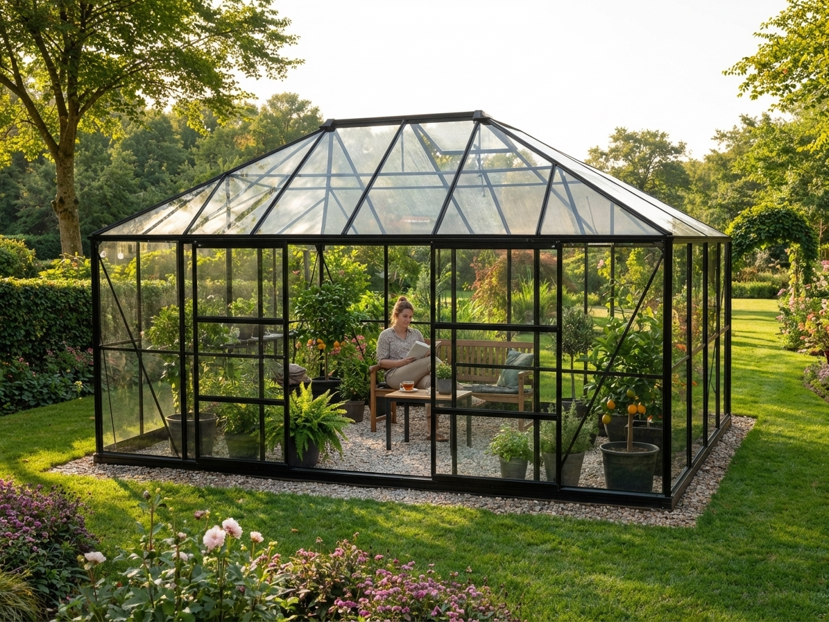 Elegant black glass gazebo with aluminium frame for outdoor use - view 3