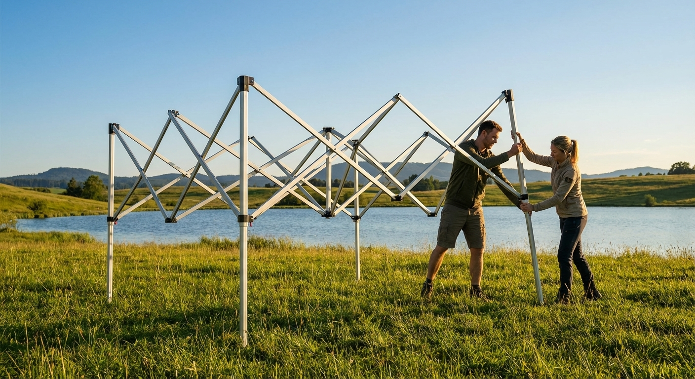 Aluminium gazebo frame 4x4 m in silver for outdoor events - view 3