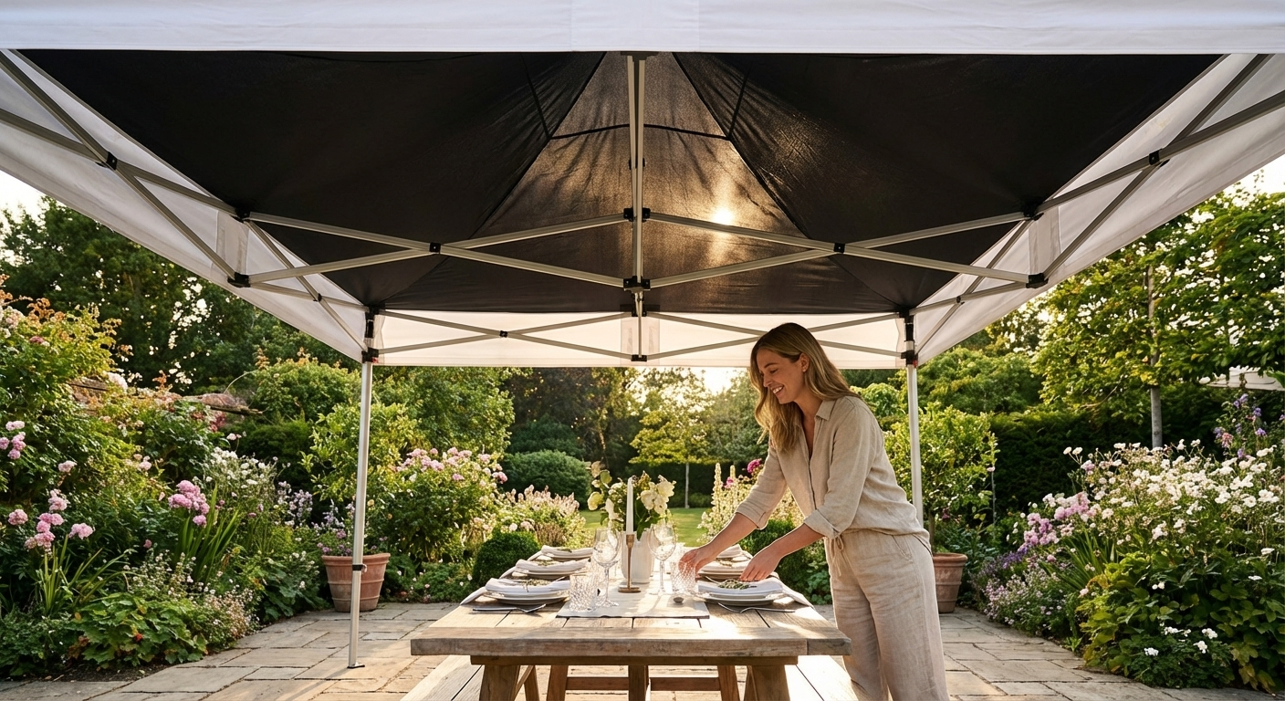 Black roof lining for 4x4m pop-up gazebo, perfect for outdoor events. - view 3