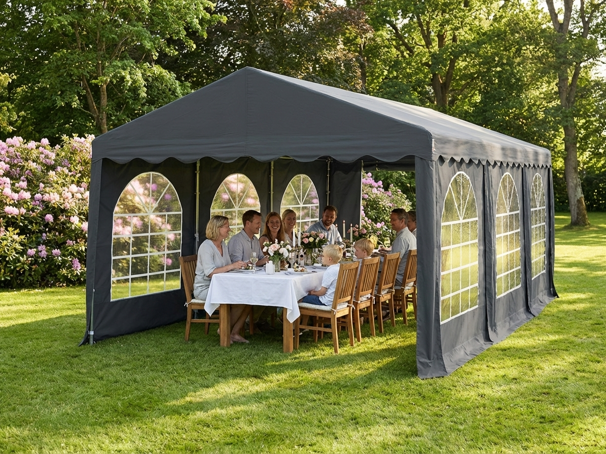 Dark grey marquee 3x6 m made from PVC/polyester for outdoor events