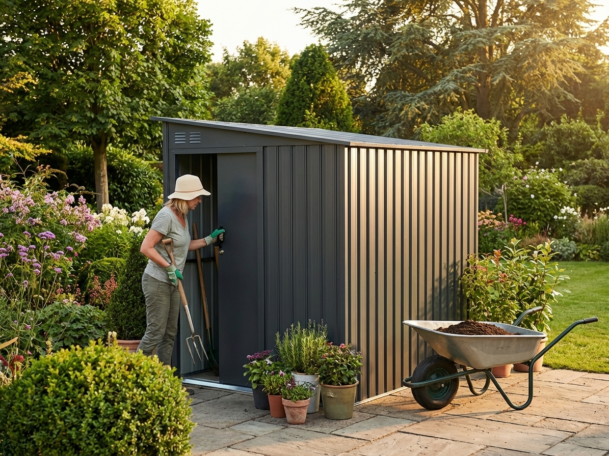 Garden shed anthracite colour galvanised steel outdoor storage - product detail