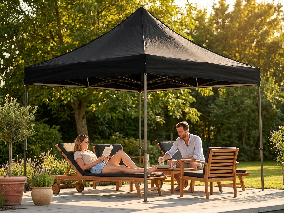 Black gazebo roof cover 3.5x3.5 m with polyester PVC backing - product detail