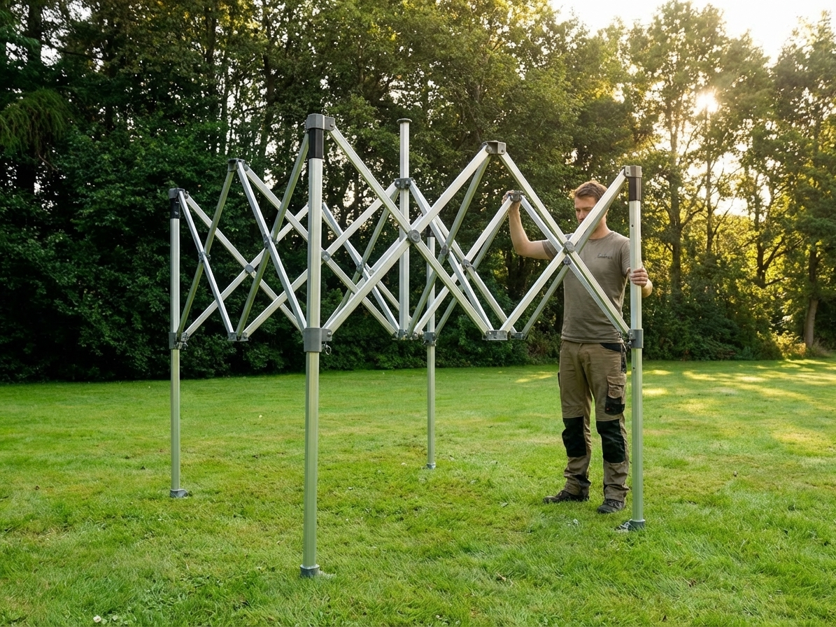 Aluminium gazebo frame 2.5x2.5m in silver, adjustable height - product detail