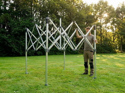 Aluminium gazebo frame 2.5x2.5m in silver, adjustable height - product detail