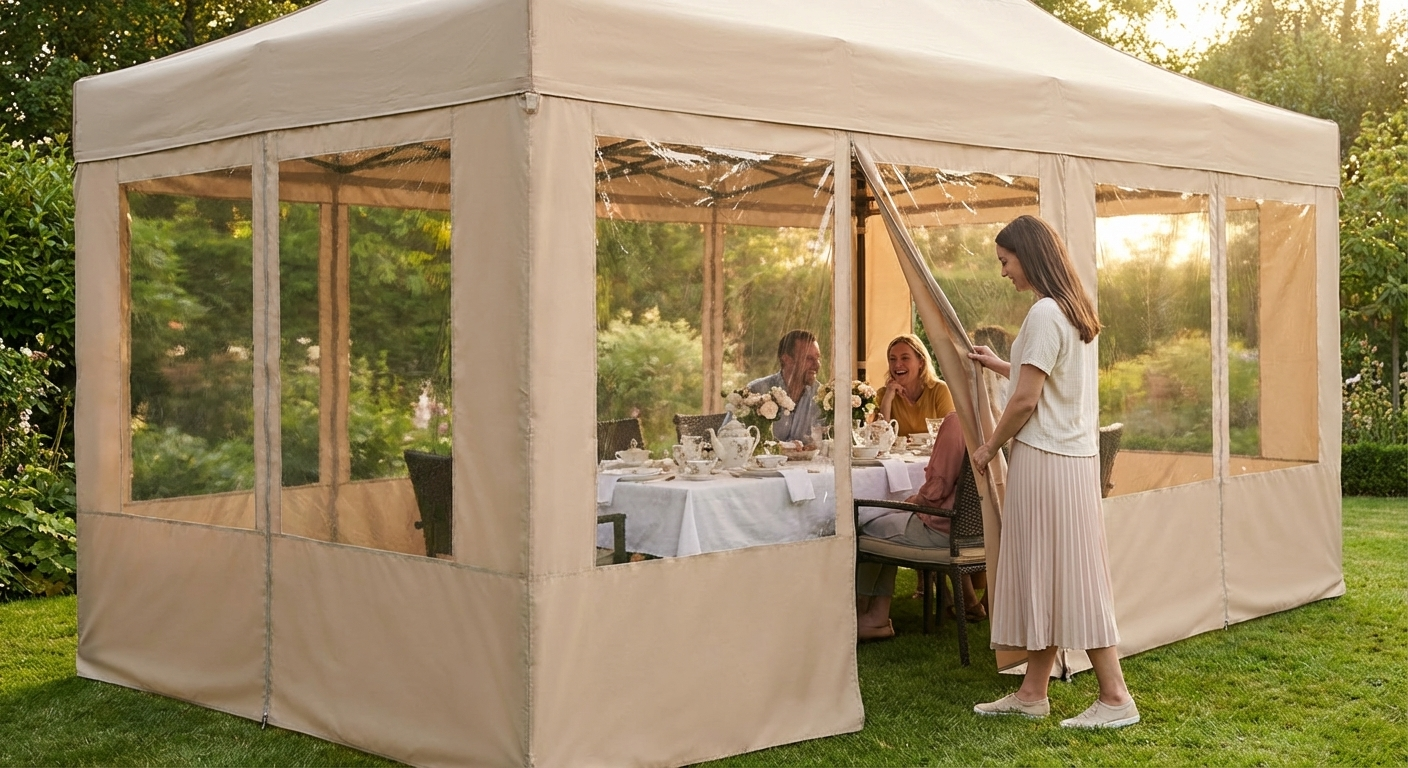 Latte Gazebo Sidewall Kit 4x6m for Outdoor Use - product detail