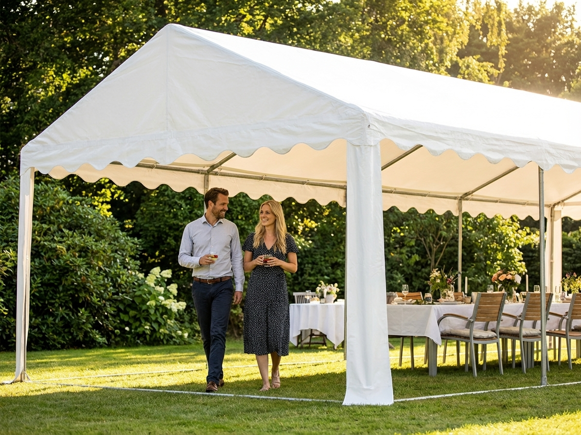 White roof cover for 5x10 m marquee, outdoor use - view 3