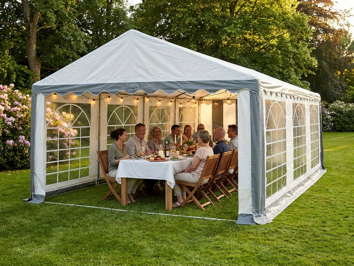 Marquee tent 4x8 meters in grey and white for outdoor events