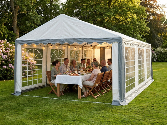 Marquee tent 4x8 meters in grey and white for outdoor events