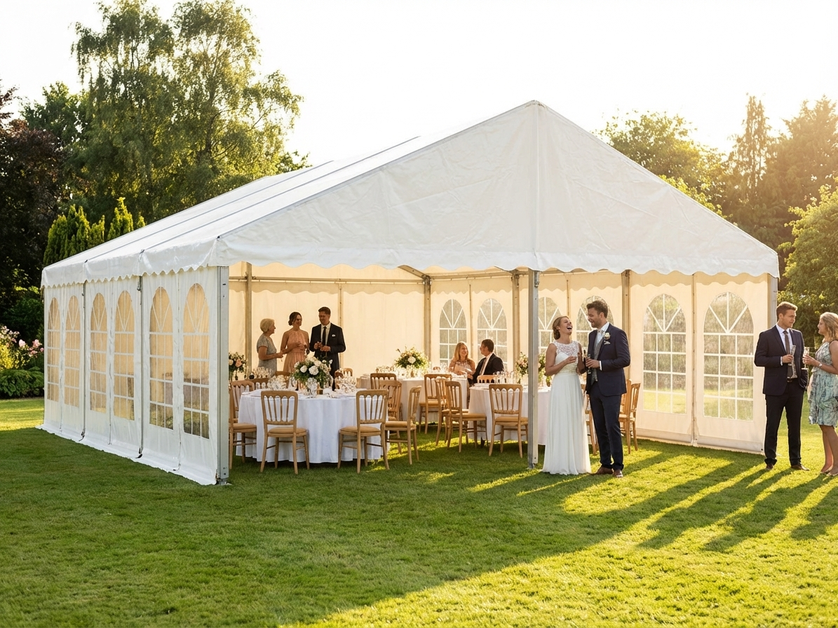 White PVC Marquee 6x12 m with Aluminium Frame for Events - view 3