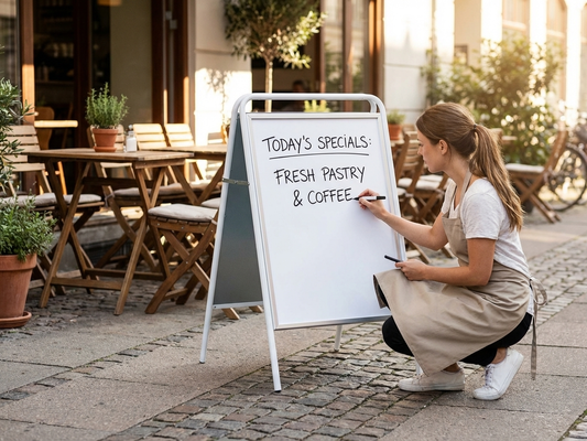 White A-board 68x114 cm made from zinc-aluminium alloy