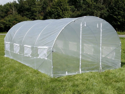 Transparent polytunnel greenhouse 4x8x2 m with galvanised steel frame