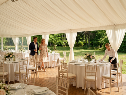 White marquee lining and leg curtain pack for 6x14m marquee - view 3