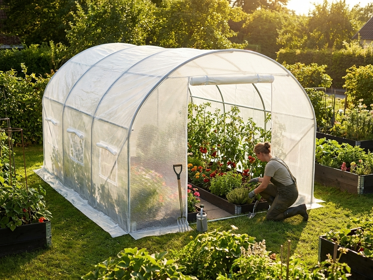 Transparent polytunnel greenhouse cover 4x4x2m for plant protection - product detail