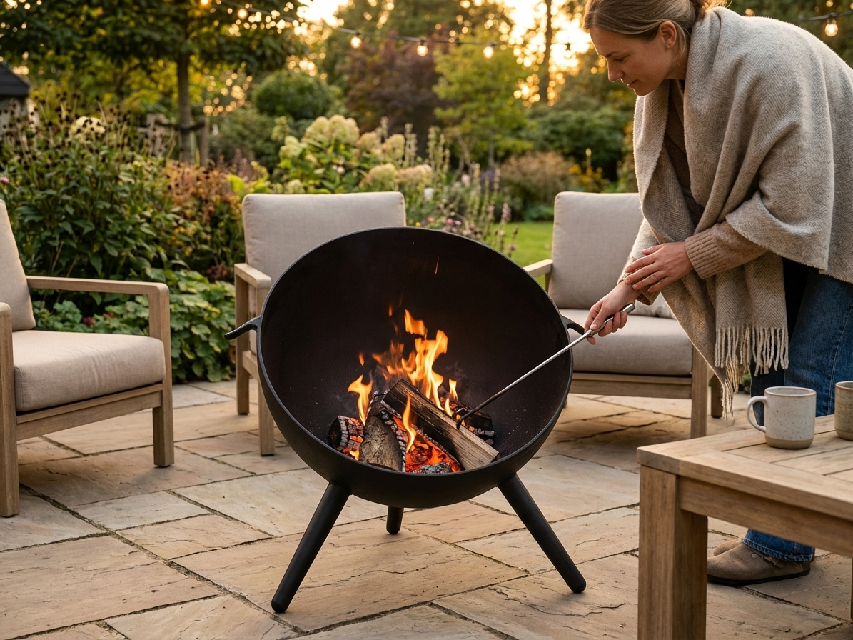 Black fire bowl half sphere made of carbon steel for outdoor use - view 3