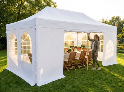 White pop up gazebo sidewall 4x6m for outdoor use