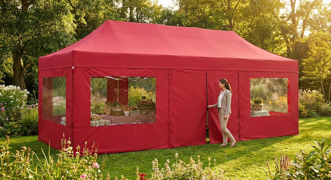 Red gazebo sidewall kit for 4x8m pop-up gazebos - view 3