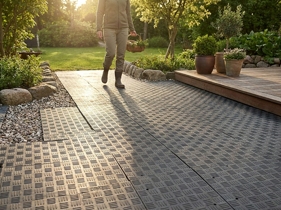 Recycled PE flooring in anthracite, eco-friendly and durable - product detail